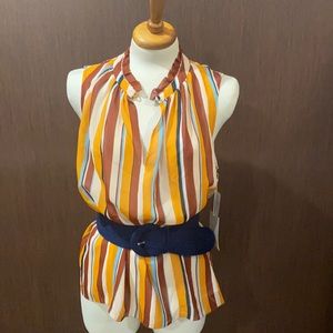 FRAME 100% SILK striped sleeveless blouse NWT